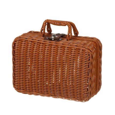 Håndvevd oppbevaringsboks imitert rottingkoffert GUL