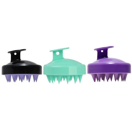 3-pakning silikon hodebunnsmassasjebørste for hårvekst og fjerning av flass - eksfolierende sjampobørste våt tørr hode massasje stresslindring alt