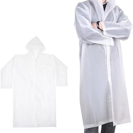 Regnponchoer - Genanvendelig regnponcho til voksne (Transparent EVA) - Regnfrakke - Regnkappe