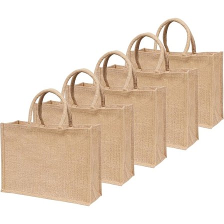 Jute Hessian Muleposer med håndtag | Naturlig miljøvenlig genanvendelig indkøbspose | Mulepose til brudepiger | Fra Yogi's Gift (5-pak)