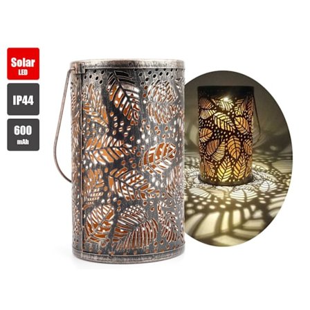 LED Solar Hagelys Utendørs Hængende Solcellelykt Retro Metall Dekorlys Utstanset Blad Vanntett