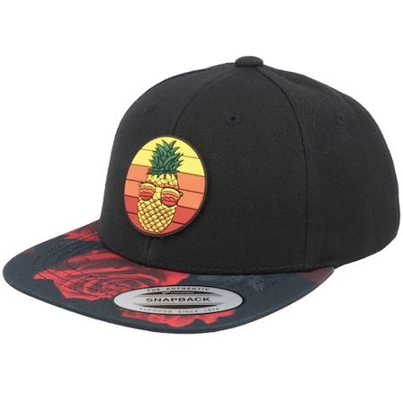 Kiddo Cap - Kids Pineapple Sunset Black/Red Rose Snapback Snapback Black Cap - @ Hatstore