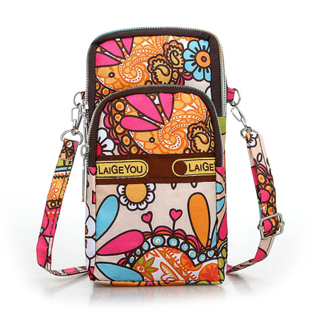 Kvinners Crossbody Mobiltelefon Skulderveske Lomme For Etui Belte Håndveske Pung WallColorful stor blomst