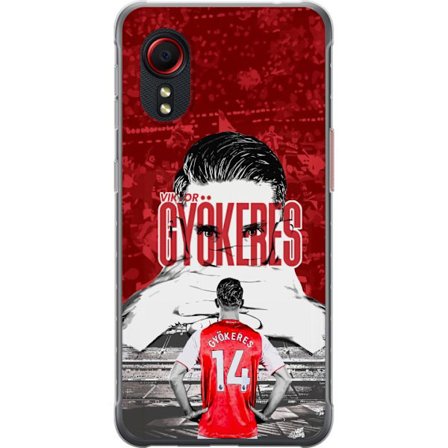 Kompatibelt Mobildeksel til Samsung Galaxy Xcover 5 Rød dramatisk kollasjebilde med Viktor Gyökeres portrett og spillere fra bak på arenaen