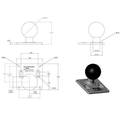 RAM MOUNT 75x75mm VESA Plate With Ball