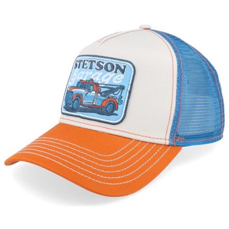 Stetson - Vit trucker Keps - Garage Orange/Sand Trucker @ Hatstore