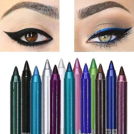 14 farver Langtidsholdbar Eyeliner Blyant Vandtæt Pigment Blå Brun Sort Eyeliner Pen Øjenmakeup Kosmetik 02 Brun
