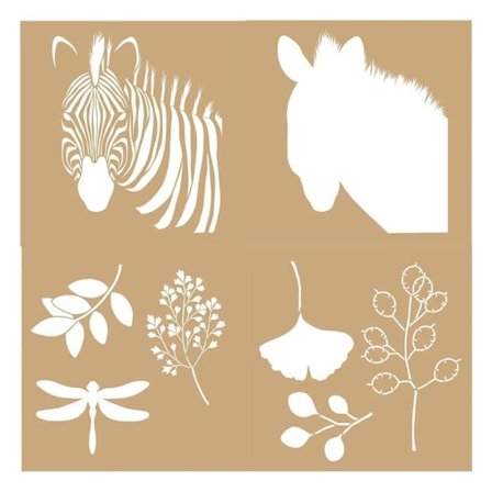 4 st kraftschabloner 20 x 20 cm - Savannah