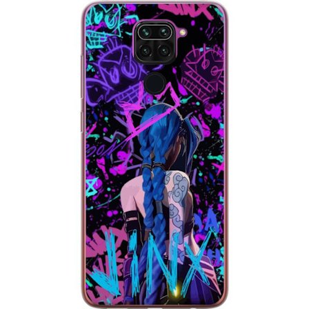 Yhteensopiva Puhelinkuori Xiaomi Xiaomi Redmi Note 9 Värikäs graffitipiirustus, jossa on sinipäinen hahmo urbaanissa katutaidetyylissä