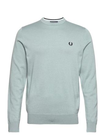 Classic C/N Jumper Stickad Tröja M. Rund Krage Blå Fred Perry