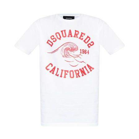 Dsquared2, T-shirt z nadrukiem Biały, Mężczyzna, Rozmiar: S