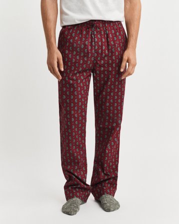 GANT Herren Flanell-Pyjamahose mit Paisley-Muster (M) Rot