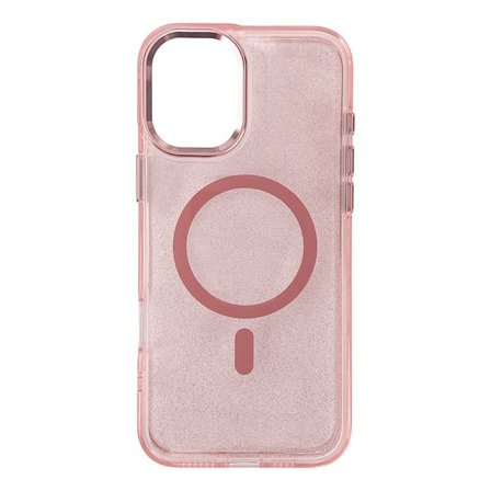 Glitteretui MagSafe for iPhone 16 Plus - rosa med glitter