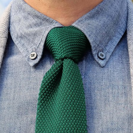 Cravată tricotată verde pin pentru bărbați - Cravate înguste