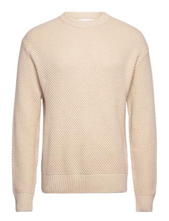 Slhbert Relaxed Ls Knit Stu Crew Neck W Beige Selected Homme