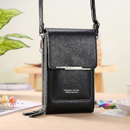 Crossbody Mini Mobiltelefonväska i PU-läder, Mini Mode Axelplånbok med Kreditkortsfack