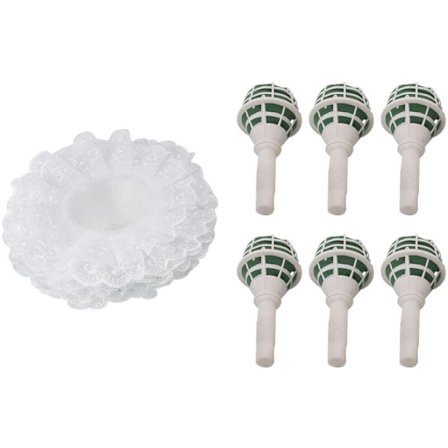 6 Brudebuket Holder Håndtag med 6 Hvide Blonde Krave Blomsterholdere