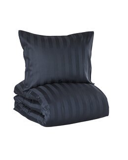 Sengetøj Satin 2-delt med vævede striber Marine