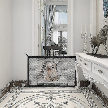 Hushållens Magiska Hundgrind Justerbar Bredd Husdjursstaket Trappskyddsnät-1