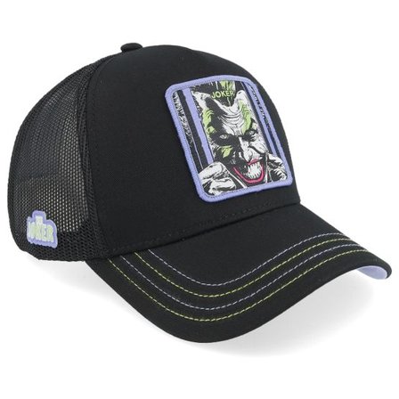 Capslab - Svart trucker Keps - Dc Comics Joker Black A-Frame Trucker @ Hatstore