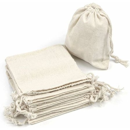 50-pakning bomullsposer med justerbar snor, gavepose, stoffposer