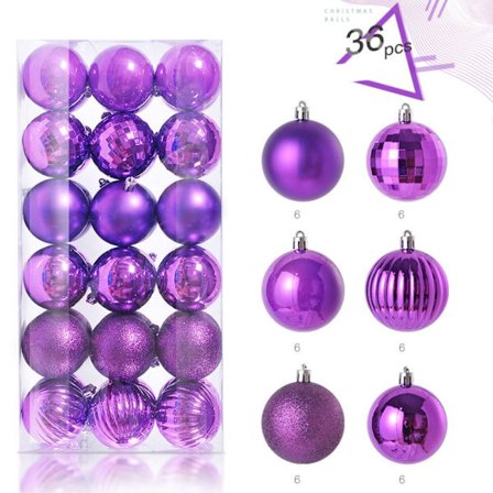 36 STK Julekuglepynt Sæt Juletræ Vedhæng LILLA