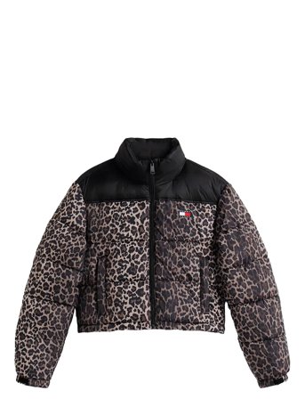 Tjw Cropped Leopard Puffer Black Tommy Jeans