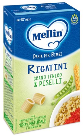 Mellin Pasta Rigatini Gran Tenero E Piselli Per Bambini 10 Mesi+