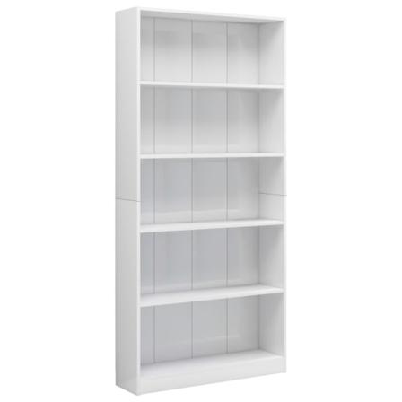 Vidaxl Bokhylla 5 Hyllor Vit Högglans 80x24x175 Cm Konstruerat T Vit