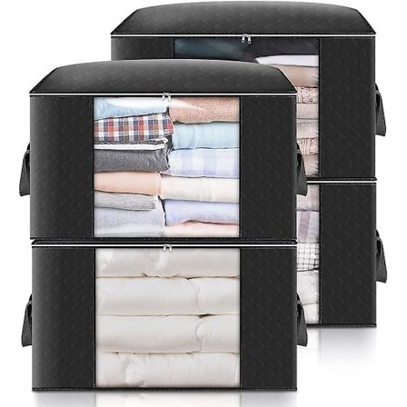 4 stk. Opbevaringspose til under sengen. Opbevaringsposer med stor kapacitet og forstærket håndtag