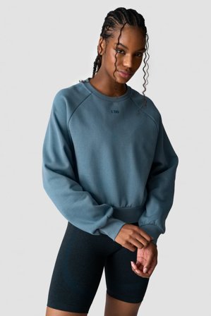 Everyday Cropped Crewneck Wmn Steel Blue