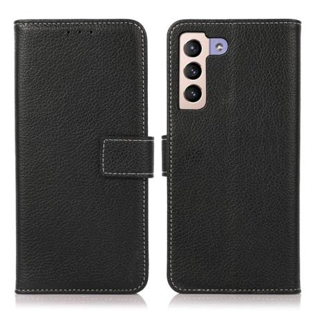 Samsung Galaxy S22 Plus Fodral Litchi Läder Svart