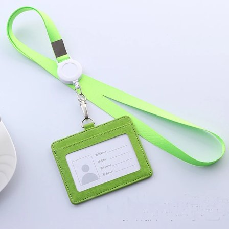 Infällbara nyckelband ID-bricka Hållare Läder Bank Bus Pass Case Cover Män Dam Bank Kreditkortshållare Rem Korthållare