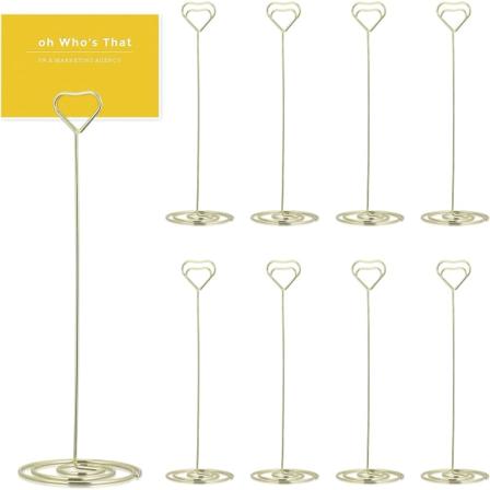 Hjerteformet bordkort memoholder noteklips 10 stk. (guld)