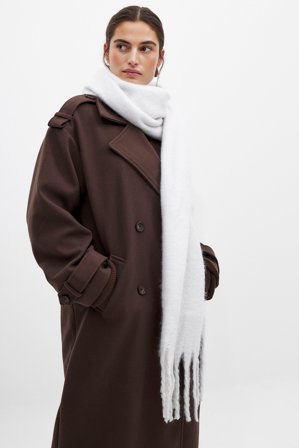 NA-KD Soft Braided Recycled Tassel Scarf - Sjaler & halstørklæder - Hvid - One Size