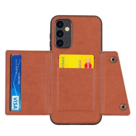Luksuriøst PC-lær Retro Flip Lommebokdeksel for Galaxy A54 5G Light brown