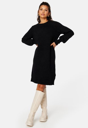 SELECTED Lulu LS Knit Dress Black Klær