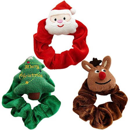 3-pack Hår Elastiska Scrunchies Hårband Jul Hårringar Jul Hårtillbehör Som Visas 13X10cm