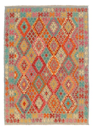 Hand Woven Kilim Afghan Old Style Rug 174X240 Brown/Red