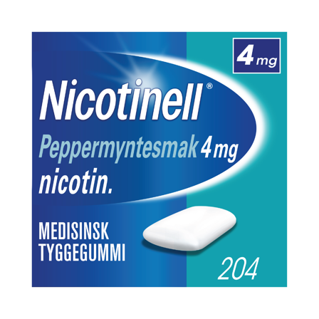 Nicotinell 4 mg tyggegummi, Peppermynte, 204 stk.