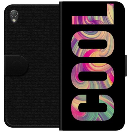 Kompatibelt Plånboksfodral till Sony Sony Xperia Z3 Modern typografisk konst med ordet LOVE i flytande regnbågsfärger mot svart bakgrund med stark