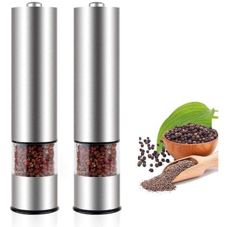 Elektrisk saltkvarn i rostfritt stål Kryddkvarn Keramisk kvarn Salt- och pepparkvarn Set