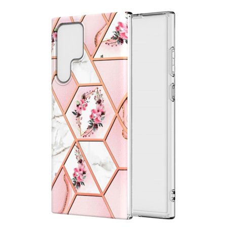 Marmormotiv Samsung Galaxy S22 Ultra skal - Rosa Blommor