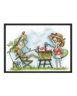 Broderikit Tavla Vänner på Picknik