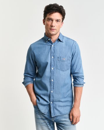 GANT Herren Regular Fit Indigo Hemd (XXL) Denim Melange