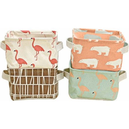 Praktisk opbevaringsboks i linnedstof, kasse, foldbar bomulds-skrivebordsopbevaring, organizer til makeup og legetøj