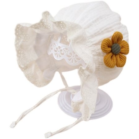 Pitsi-auringonkukka kesä vauvan lippis (Valkoinen 0 - 4 kk) Tyttö Puuvilla