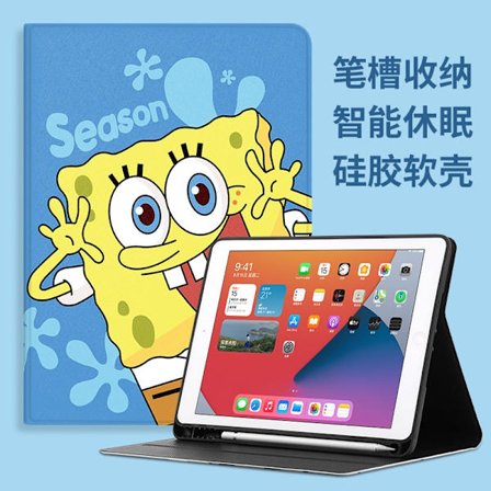 Fodral för iPad Pro 2018/2020/2021/2022 12.9" Bok Pen Slot A011 SvampBob Fyrkant "Mjuk