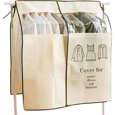 Skyddande Överdrag för Klädställning 90x110cm, Garderobsklädöverdrag, Garderoböverdrag med Transparent Damm- och Fuktsäker Fönster