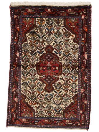 Handgeknoopt Perzisch Hamadan Vloerkleed 103X145 Zwart/Donkerrood